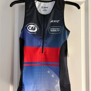 Zoot Women’s Blue, Red & Black Performance Swim Singlet NWT